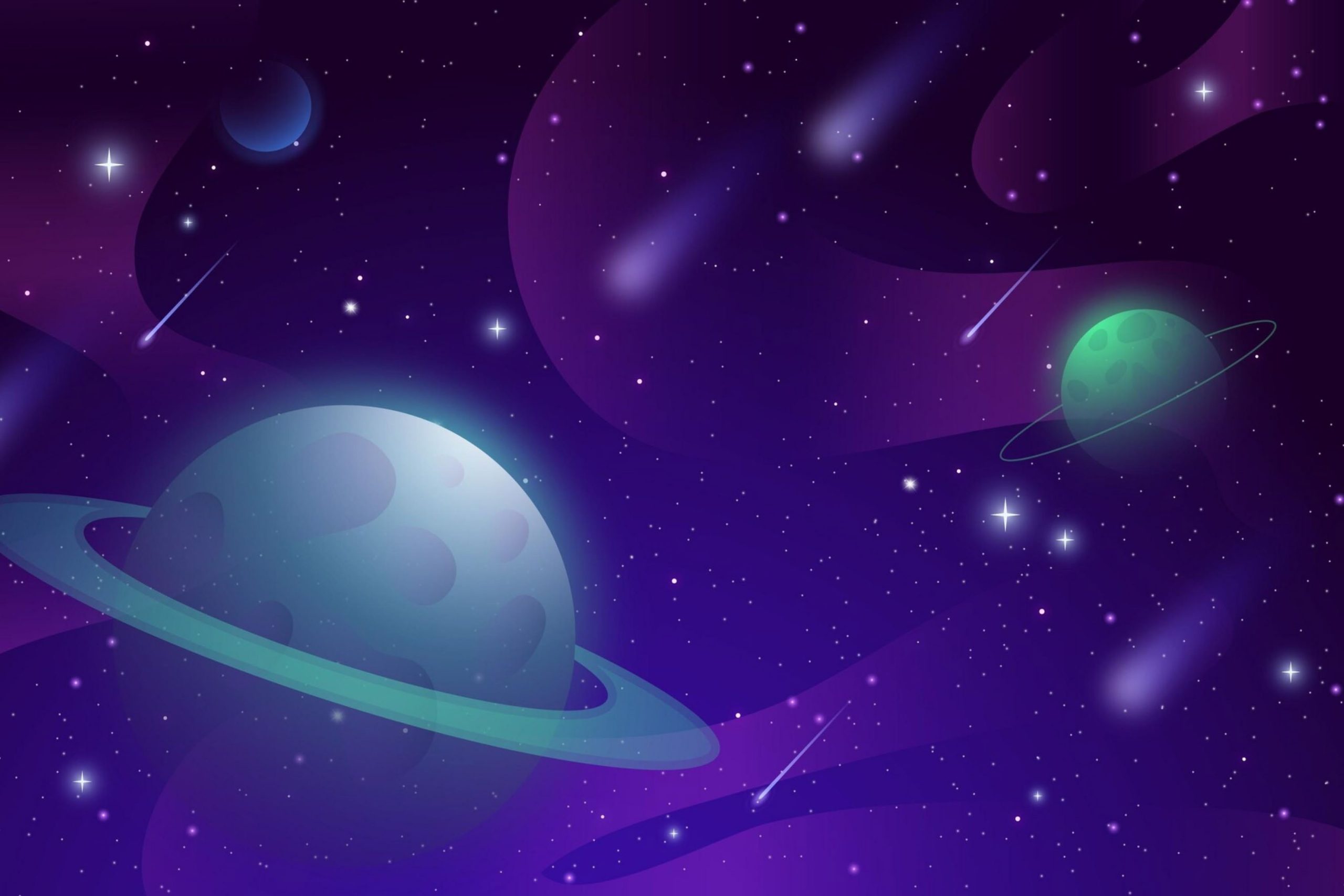 Deep space scene with planets